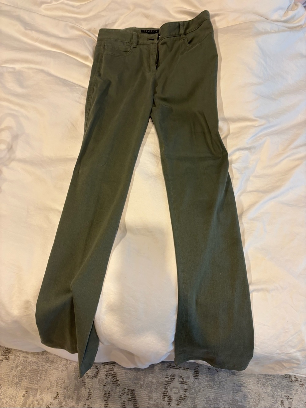 Theory Olive Green Flare Jeans